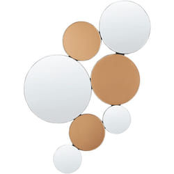 Specchio da parete di forma irregolare e rotonda in vetro e MDF argento e rame Laxou