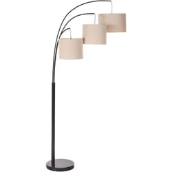Beliani - Lampada da terra industriale a 3 luci paralumi in metallo e tessuto di lino base in marmo beige e nero Caroni