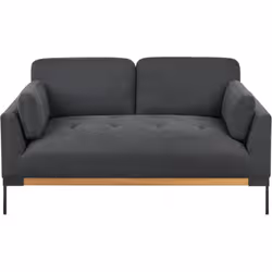 Divano imbottito con gambe in metallo. Rilassati nel comfort con questo moderno divano, dotato di due cuscini laterali. Reali ...