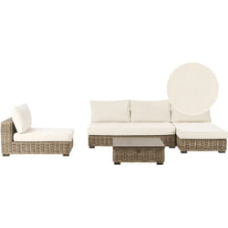 Beliani - Salotto da giardino rattan naturale grigio con tavolino sinistro Varallo