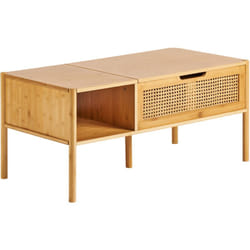 Tavolino da caffè in bambù 99 x 48 cm con piano d'appoggio sollevabile Arredamento per il soggiorno Stile Boho Naturale Surrey