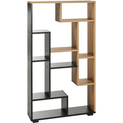 Libreria Industriale 9 Scaffali Legno chiaro e Struttura Nera Alma