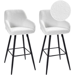Set di 2 sgabelli da bar in tessuto bouclè bianco sporco con seduta imbottita e gambe in metallo Casmalia