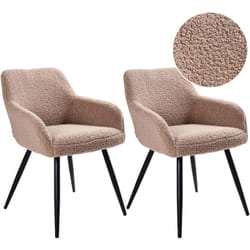 Set di 2 sedie imbottite in tessuto bouclè tortora con gambe in metallo Casmalia