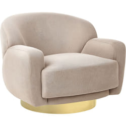 Beliani - Poltrona Curva Glam Art Deco Base oro Tessuto tortora Lejre