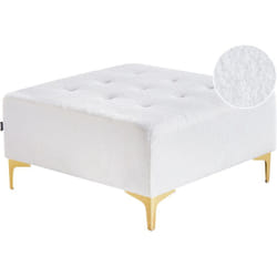 Poggiapiedi Ottomano moderno quadrato Bianco Sporco Boucle Gambe d'oro Tessuto con inserti Aberdeen