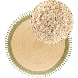 Beliani - Tappeto rustico bohémien rotondo 200 cm in iuta naturale intrecciata a mano beige e verde Marts