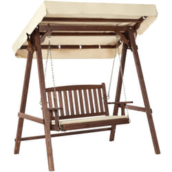 Beliani - Dondolo da Esterno in Legno e Tessuto beige 2 Caviola
