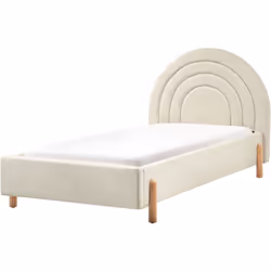 Elegante letto imbottito con testiera semicircolare. Combinando design estetico e funzionalità, questo letto imbottito beige ...