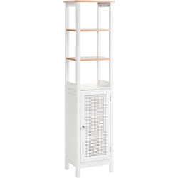 Mobile da bagno alto con ripiani in mdf bianco 30 x 160 cm Alamos