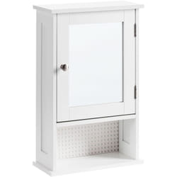 Beliani - Mobiletto a specchio da bagno a parete in mdf bianco con vano contenitore Huila