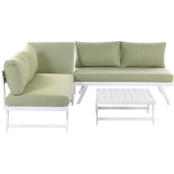 Set da Giardino in Alluminio 5 Posti 2 Divani verde e bianco e Tavolo Coccorino