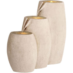 Beliani - Fontana da giardino all'aperto d'acqua con luce led in resina Beige Arkle