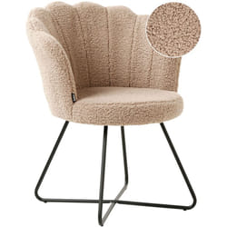Poltrona senza braccioli in tessuto in bouclé beige e struttura in metallo Lovelock