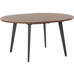 Tavolo da pranzo allungabile rotondo 120/150 x 120 cm Piano in mdf gambe in metallo nero legno scuro Bovina