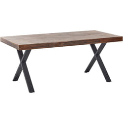 Tavolo da pranzo in legno di pino mdf gambe in metallo nero 180 x 90 cm stile industriale legno scuro Clifton