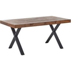 Tavolo da pranzo in legno di pino mdf gambe in metallo nero 160 x 90 cm stile industriale legno scuro Clifton