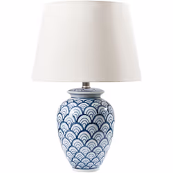 Lampada da tavolo con base in ceramica e motivo. Aggiungi un tocco di eleganza al tuo spazio con questa affascinante lampada ...