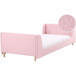 Beliani - Letto singolo in bouclè rosa con base a doghe 90 x 200 cm Laye