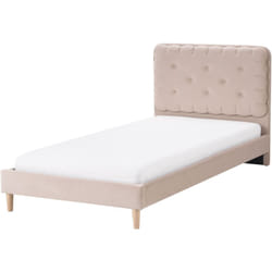Letto moderno in velluto 90 x 200 cm imbottito per bambini con rete a doghe Beige Corsaint