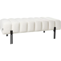 Panca da letto imbottita in tessuto Panca da corridoio Gambe in metallo Bianco sporco Carey