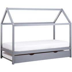 Letto a scomparsa Kids House in legno di pino ue misura singola 90 x 200 cm con base a doghe Grigio Crillon