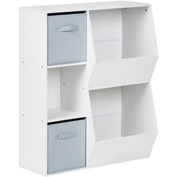 Libreria a 3 ripiani Libreria per bambini Camera di particelle con scatole in tessuto non tessuto Bianco Darlot