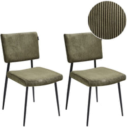 Set di 2 sedie da pranzo in velluto a coste verde oliva Sturgis