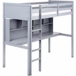 Letto a soppalco con scrivania. Crea uno spazio versatile per il tuo bambino con questo moderno letto a castello alto. Dotato ...