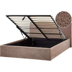 Letto matrimoniale rivestito in bouclé Marrone con contenitore 140 x 200 cm Orbey
