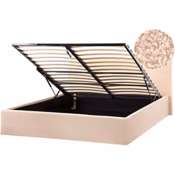 Struttura letto imbottita in bouclé con testiera. Questo letto moderno è progettato per offrire un’elevata funzionalità e un  ...