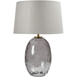 Beliani - Lampada da tavolo moderna e minimalista con base in vetro e paralume a tamburo in tessuto grigio Bonelli
