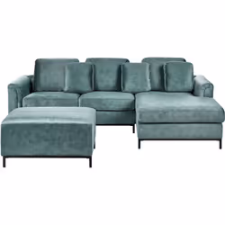 Divano angolare con pouf. Questo elegante divano angolare unisce funzionalità e stile, adattandosi perfettamente a qualsiasi  ...