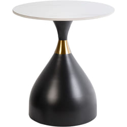 Beliani - Tavolino Piano in pietra sinterizzata Bianco effetto naturale Base in metallo nero Accento oro Design moderno ø 50 cm Ituna