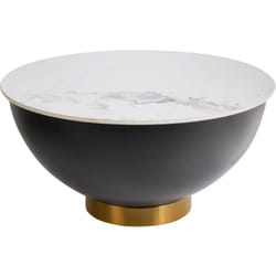 Beliani - Tavolino da caffè Piano in pietra sinterizzata Bianco effetto naturale Base in metallo nero Accento oro con contenitore Design moderno e