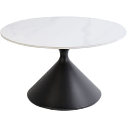 Tavolino da caffè Piano in pietra sinterizzata Bianco effetto naturale Base in metallo nero Design moderno ø 72 cm Haiwee