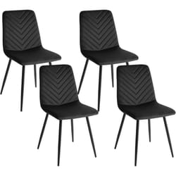 Set di 4 sedie da pranzo in velluto per la sala da pranzo gambe in ferro nero Havre