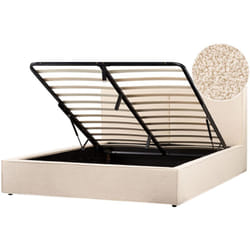Letto matrimoniale a doghe con contenitore rete a doghe bouclé beige 180 x 200 cm Moissac