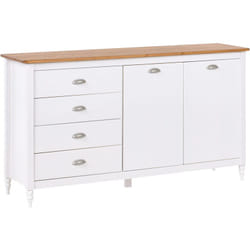 Credenza scandinava 4 cassetti 2 ante piano in legno bianco Shillington