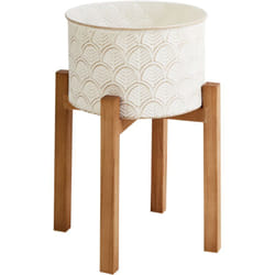 Beliani - Vaso fioriera da esterno 20 x 20 x 32 cm Metallo Gambe di legno Bianco Sporco Rosee