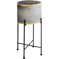Beliani - Portapiante per interni e per esterni in metallo grigio 26 x 26 x 52 cm Feuille