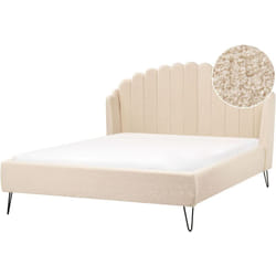Letto matrimoniale con rete in tessuto bouclè beige 160 x 200 cm Ambillou