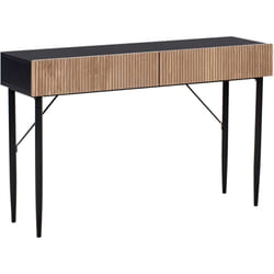 Tavolo consolle con 2 cassetti in legno chiaro e nero Blythe