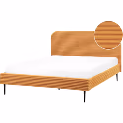 Moderno letto matrimoniale rivestito in velluto a coste. Trasforma la tua camera da letto con questo elegante e accogliente l ...