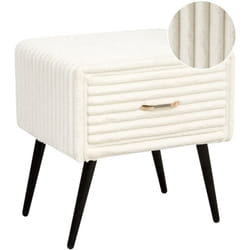 Comodino velluto bianco con cassetto Flayat