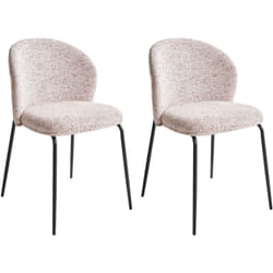 Set di 2 sedie da pranzo imbottite senza braccioli dal design retrò con base in metallo Beige Vidette