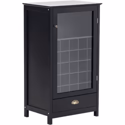 Armadio in vetro con portabottiglie. Aggiungi un tocco di classe alla tua casa con questa credenza nera, dotata di un portabo ...