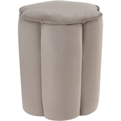 Pouf poggiapiedi moderno rotondo in tessuto vellutato per la camera da letto e il soggiorno Taupe Tappen