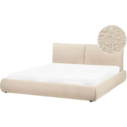 Letto matrimoniale imbottito in tessuto boucle beige chiaro 180x200 cm Vinay