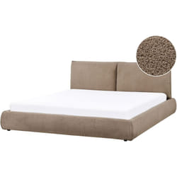 Letto matrimoniale ad acqua imbottito in tessuto boucle marrone 180 x 200 cm Vinay